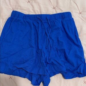 Women's Blue Linen Shorts